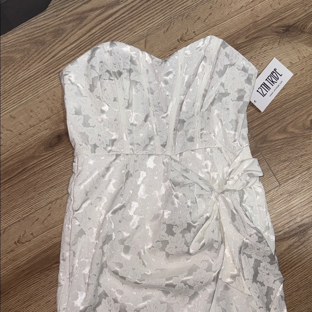 12th Tribe White Floral Strapless Dress - Picture 3 of 5